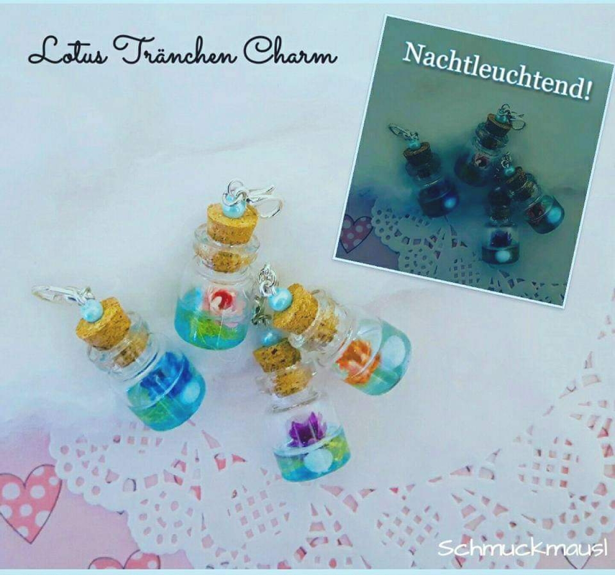 Lotusblüten Gläschen Charm Anhänger